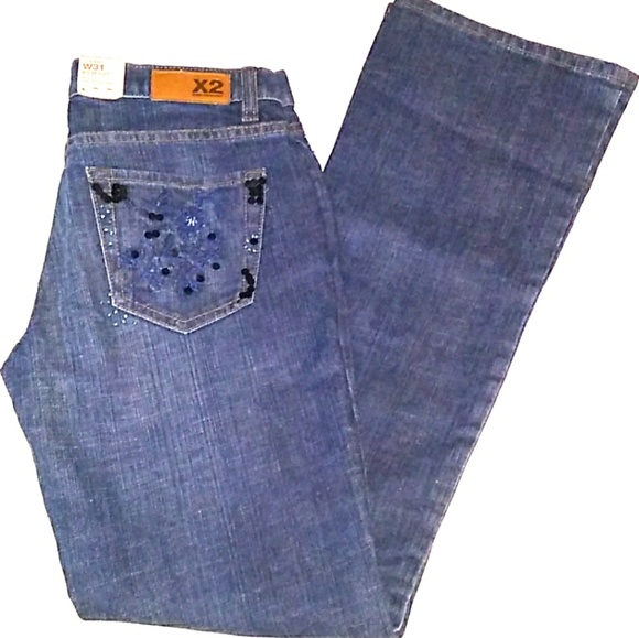 NWT Express X2 Embroidered Floral Detail Distressed Denim Boot Cut *SALE PRICE* - Picture 7 of 8